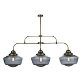 David Hunt Lighting Stowe Smoke Glass Triple Bar Antique Brass STO0310